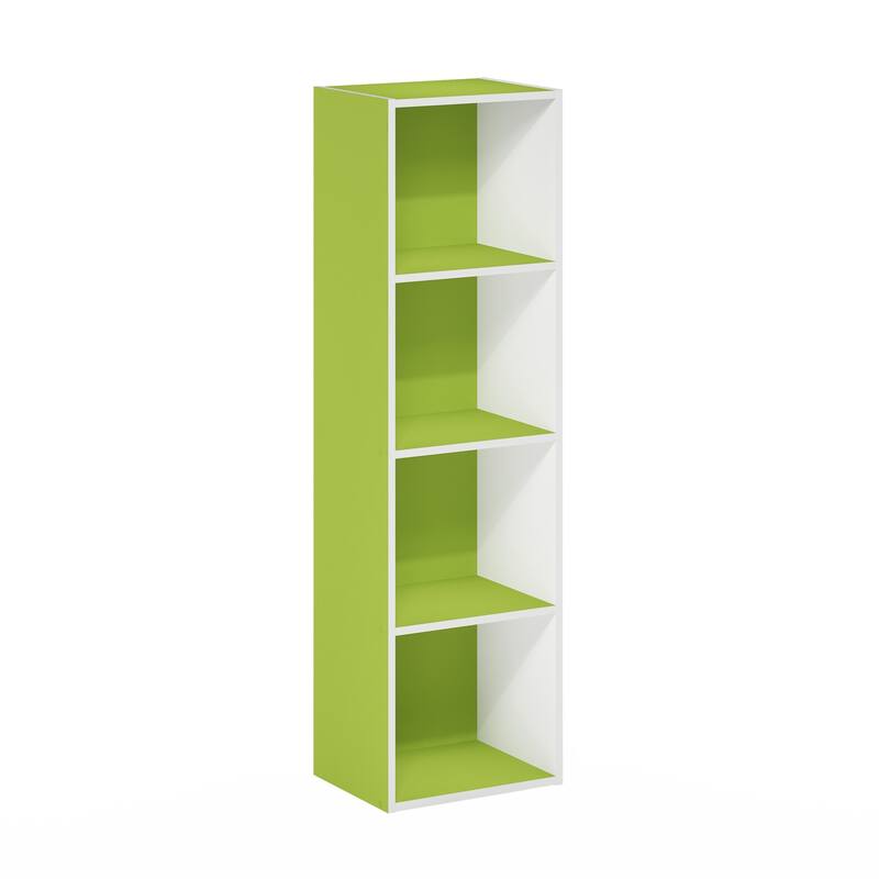 42 in. Tall Green/White Wood 4-Shelf Bookcase