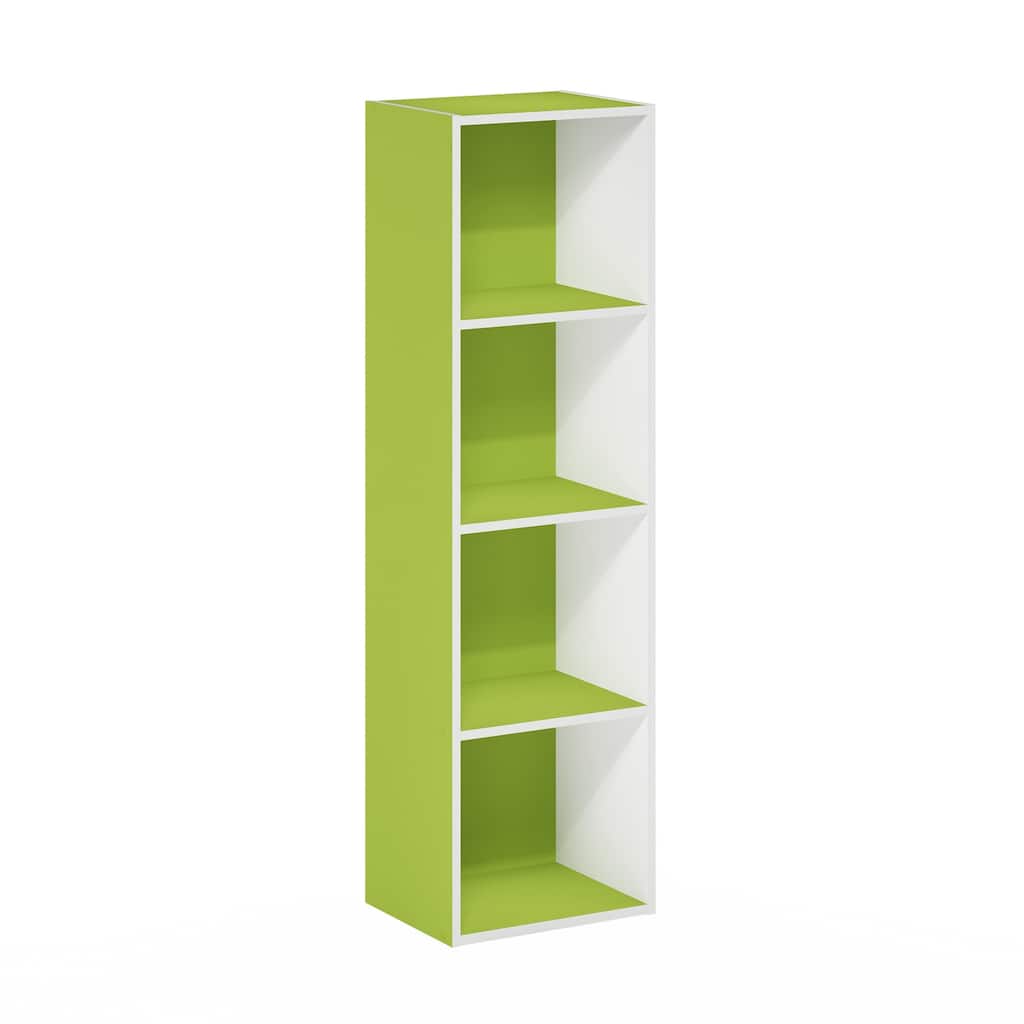 42 in. Tall Green/White Wood 4-Shelf Bookcase