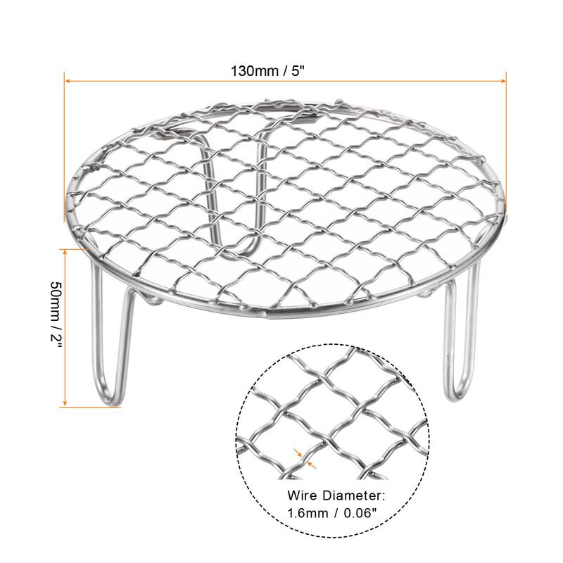 Round Cooking Rack 5" Stainless Steel Cross Wire Barbecue Grill W 50mm Legs - 5 Inch - Silver