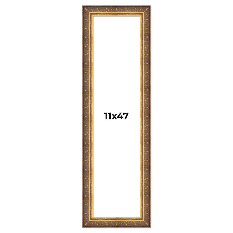 11x47 Frame Vintage Gold Solid Wood Picture Frame | 2.5 Inch Moulding