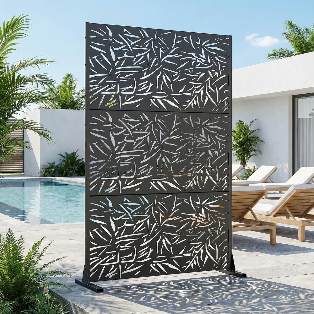 Outdoor Privacy Screen Free Standing Bamboo Leaves