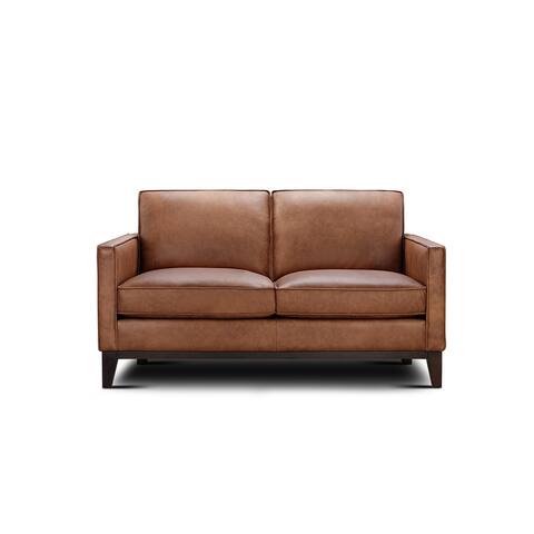 Oakburn Leather Loveseat with Wood Base
