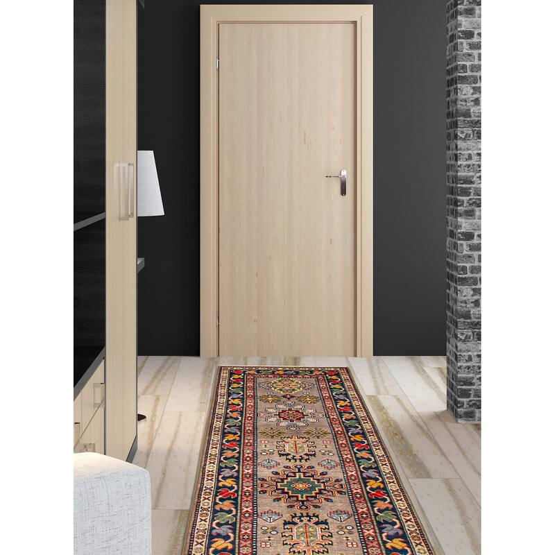 ECARPETGALLERY Hand-knotted Uzbek Ghazni Taupe Wool Rug - 2'8 x 9'6