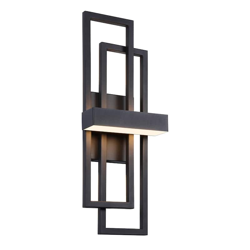 Modern Geometric Matte Black LED Flush Mount Wall Sconce - 20inch