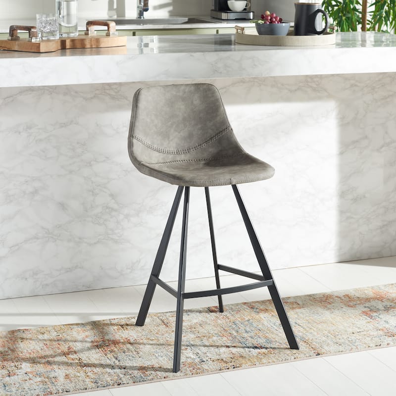 SAFAVIEH Theresia 26-inch Counter Stool - 21 In. W x 19 In. D x 36 In. H - 21Wx19Dx36H - Grey/Black