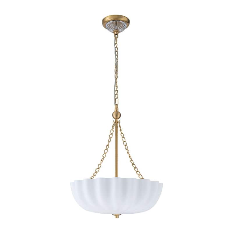 Chic Modern 3-Light Shell Scalloped Glass Chandelier - 15.7 in