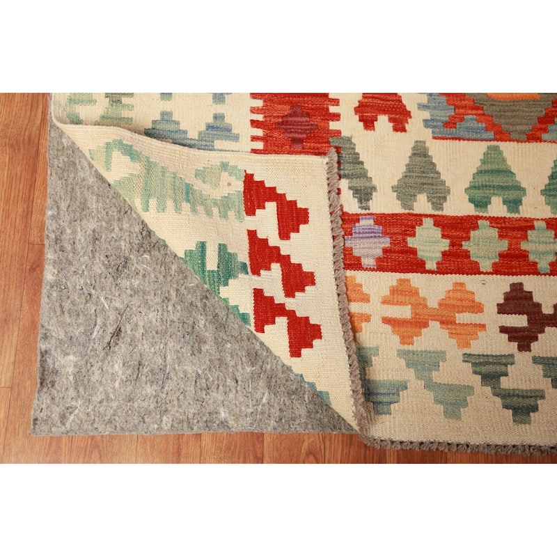 Geometric Kilim Oriental Large Rug Flatweave Tribal Wool Carpet - 10'2"x 16'0"