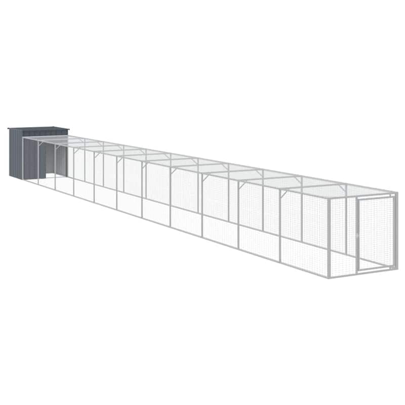 vidaXL Chicken Cage with Run Light Gray/Anthracite multisize Galvanized Steel