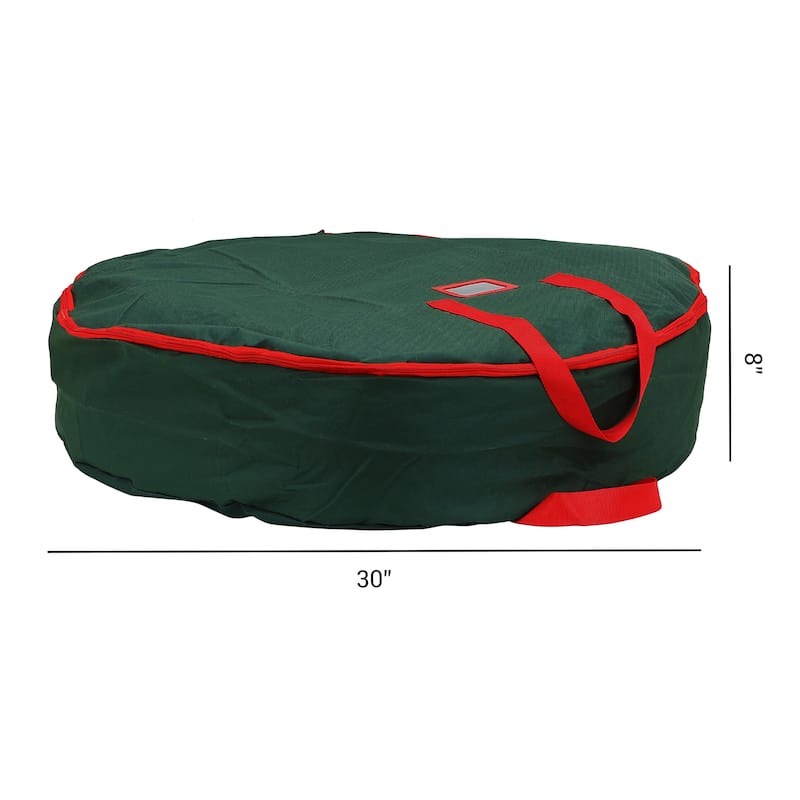1 Pack Foldable Round Storage Bags with Handles, Moving Bags for Clothes, Comforters, Closet Organizers - Green - 30*8in