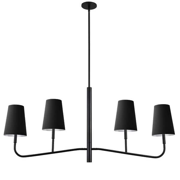 slide 2 of 6, 4 Light Incandescent Horizontal Chandelier Matte Black with Black Shades Matte Black