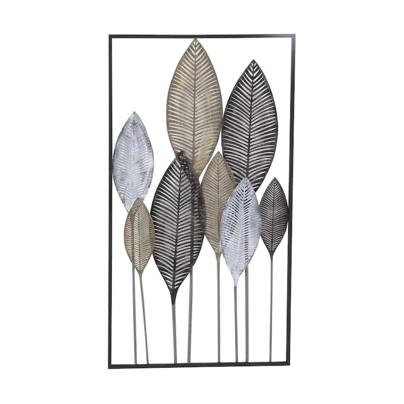 Metal Leaf Tall Cut-Out Home Wall Decor with Intricate Laser Cut Designs - Gray or Bronze - Roche River Decor - Bronze -  20"W, 37"H
