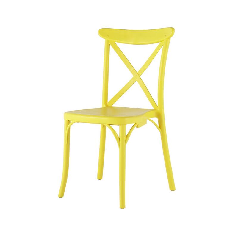 HomeRoots Set of Two Yellow Heavy Duty Plastic Outdoor Dining Chairs