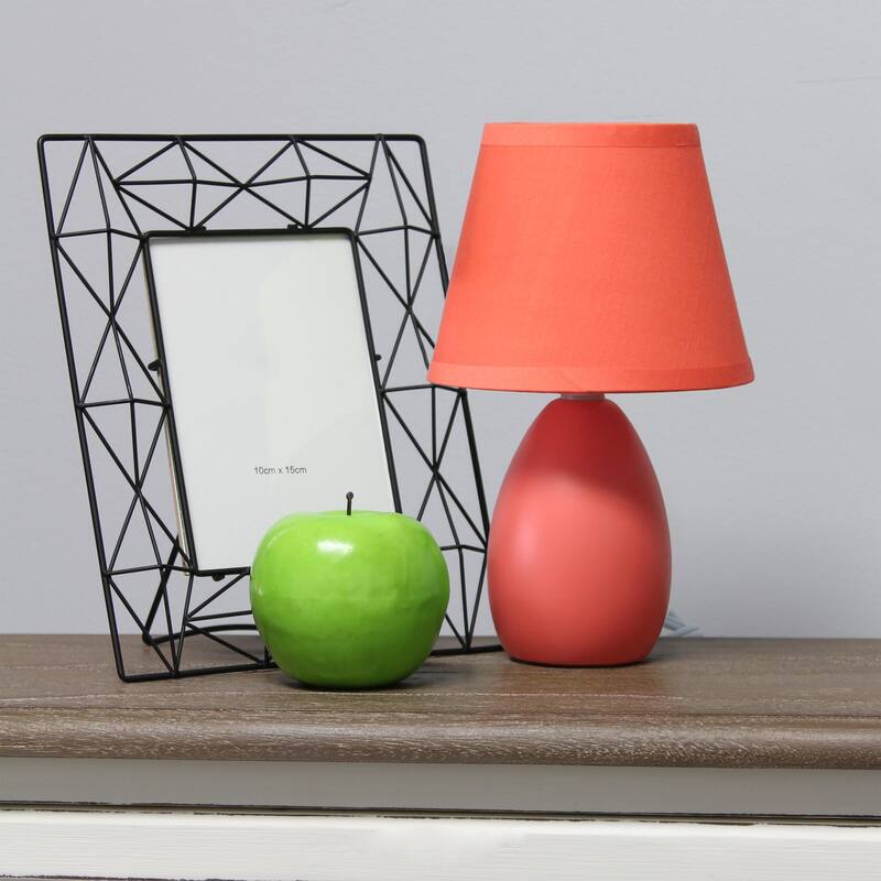 Mini Egg Oval Ceramic Table Lamp with Tapered Shade - 9.5" - Orange