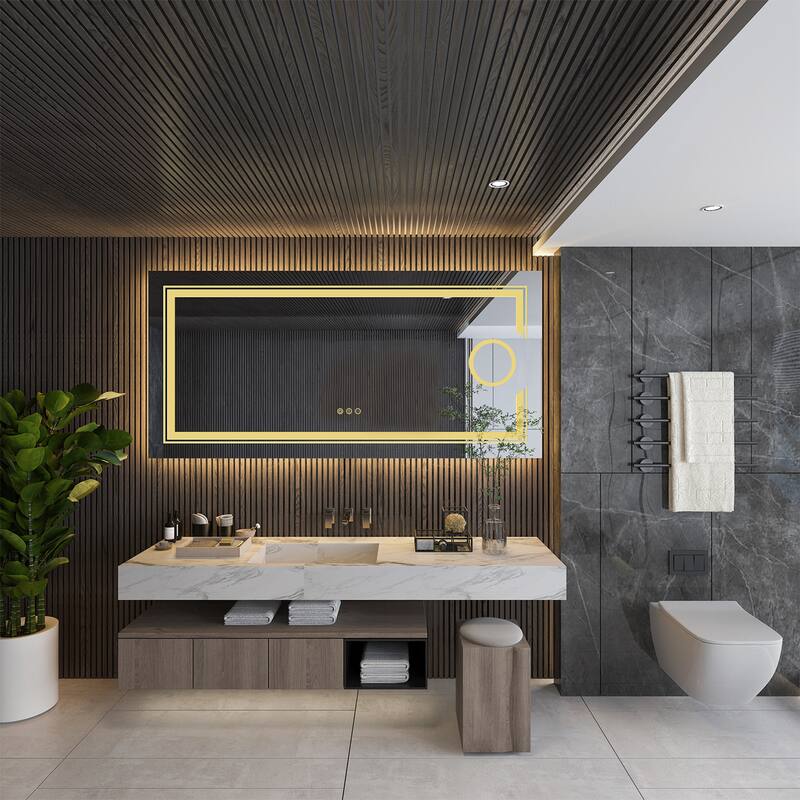 Large Rectangular Frameless Aluminum Back LED Wall Bathroom Vanity Mirror