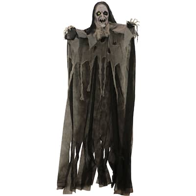 6-ft. Hanging Witch, Indoor/Covered Outdoor Halloween Decoration, Multi LED Eyes, Poseable, Wicked Weaver