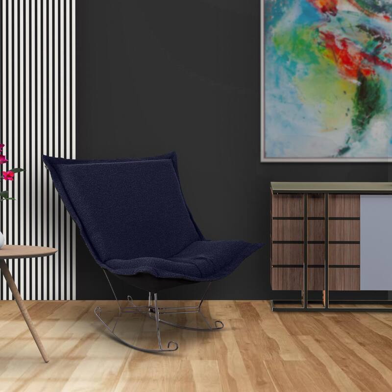 Allan Andrews Scroll Puff Rocker with Titanium Frame, Barbet Collection