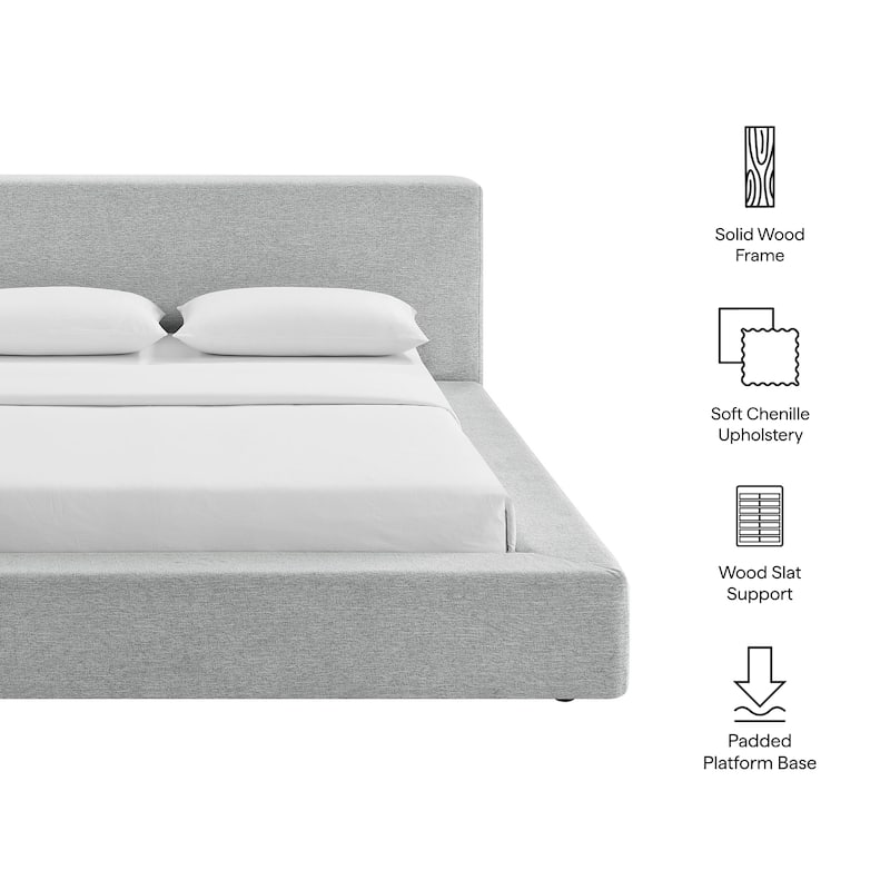 Luma Chenille Upholstered Platform Bed Frame