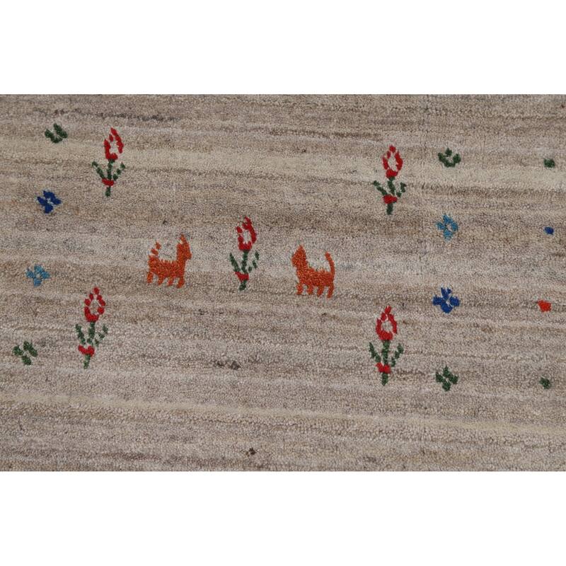 Tribal Gabbeh Indian Area Rug Hand-Knotted Wool Carpet - 8'4" x 9'10"