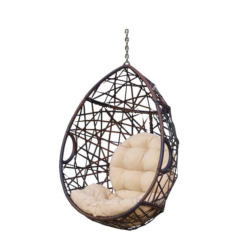 Cayuse Outdoor Wicker Hanging Tear Drop Chair by Christopher Knight Home