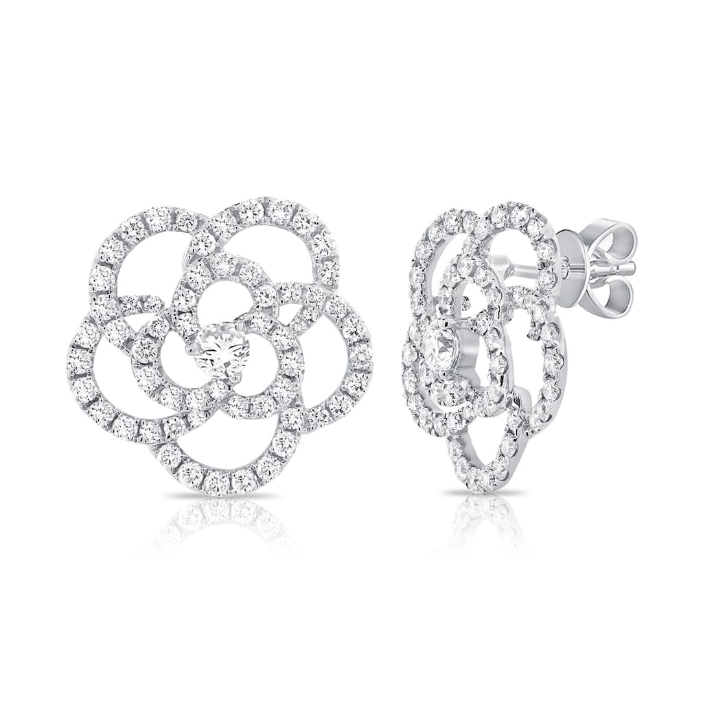 Joelle Collection Diamond Flower Earrings 14K Gold