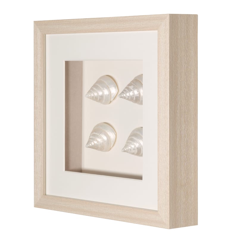 HUJI Handmade Pearlescent Sea Shell Shadow Box Wall Dwcor Set of 2 for Bedroom Bathroom