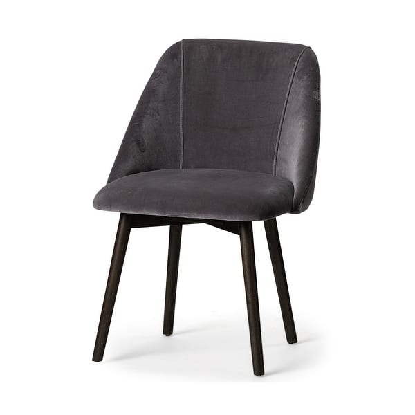 Grey Velvet Wrap With Black Wooden Base Dining Chair Grey Velvet Wrap With Black Wooden Base Dining Chair