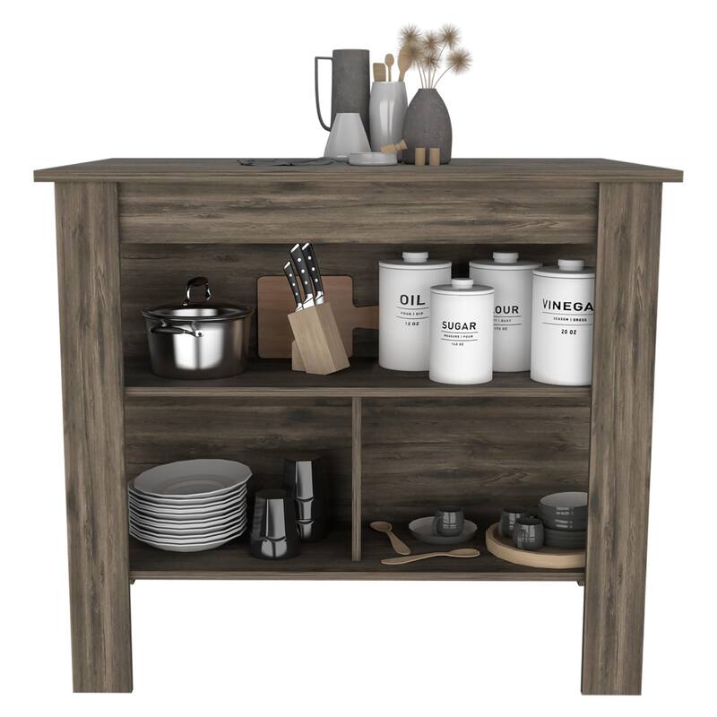 FM Furniture Brooklyn Kitchen Island with Open Storage