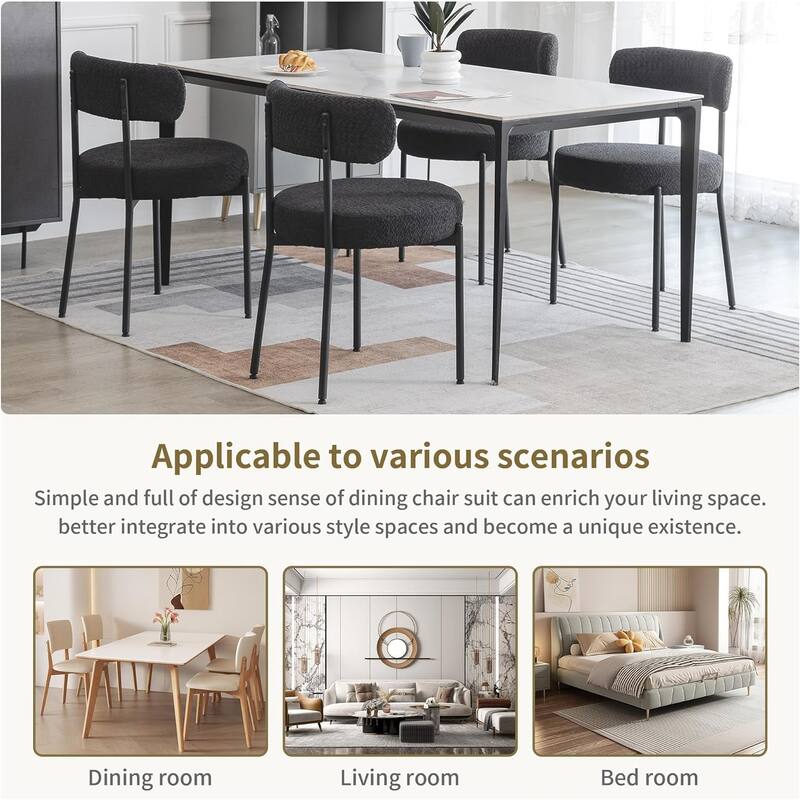 XINMICS Dining Chairs Set of 2/4/6, Mid Century Modern Upholstered Boucle Kitchen Dining Room Chairs