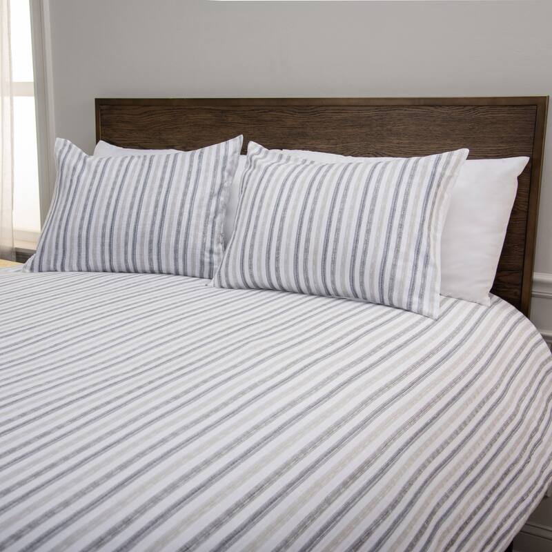 Rizzy Home Blackberry Grove Natural Striped Comforter Set - Natural/Gray - King