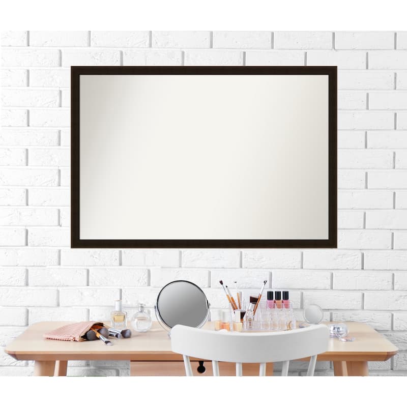 Non-Beveled Wood Bathroom Wall Mirror Frame - Espresso Brown