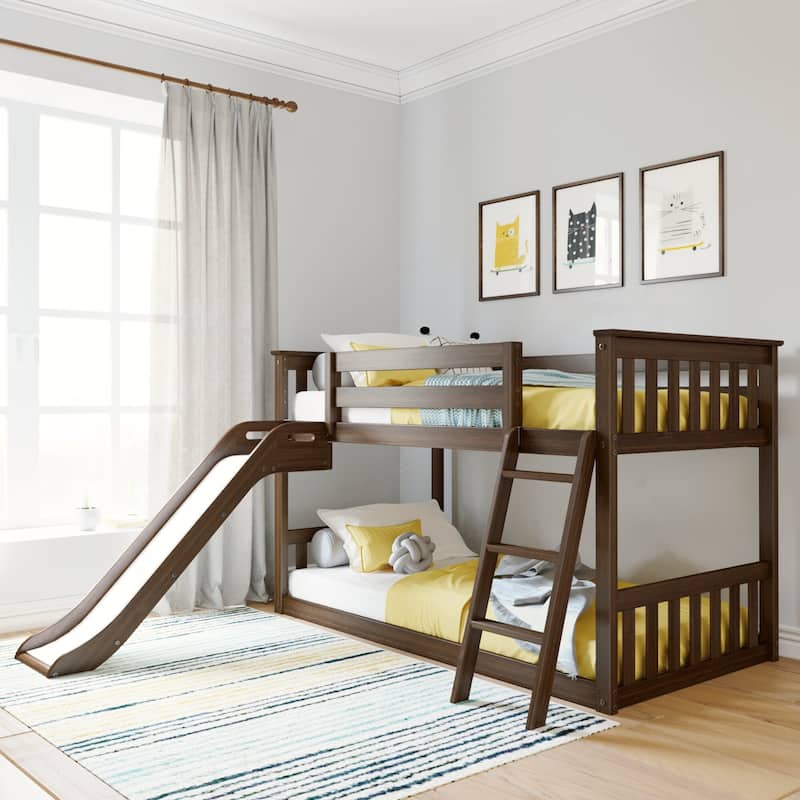 Max and Lily Classic Twin over Twin Low Bunk with Easy Slide