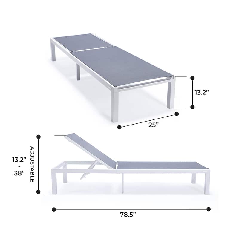 Aluminum Beach Pool Sun Lounge Chair Sling Mesh Fabric Reclining Stackable Lounger Chair