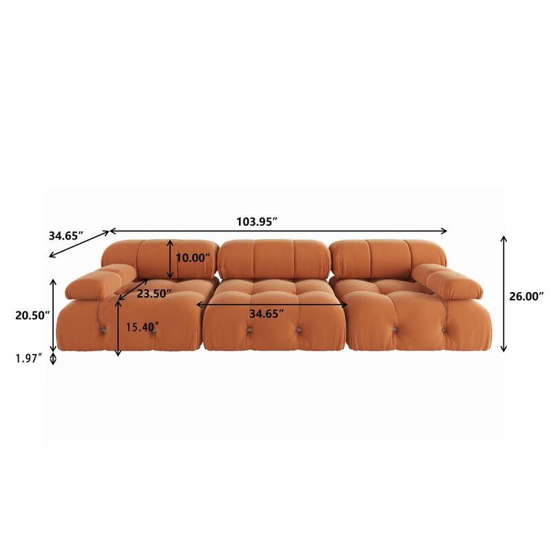 Modern Square Modular 3 Seats Sofa