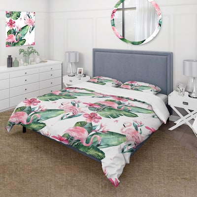 Designart 'Tropical Floral Summer Pattern' Tropical Duvet Cover Set
