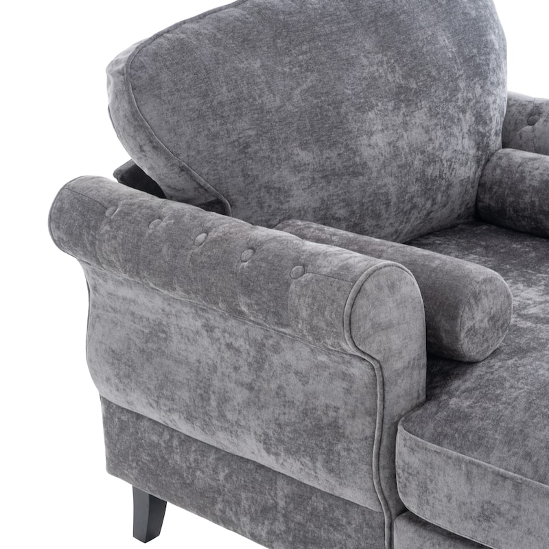 Anmytek Oversized Chenille Chaise Lounge Sofa Bed - Wide Seat Lazy Sleeper Reading Armchair