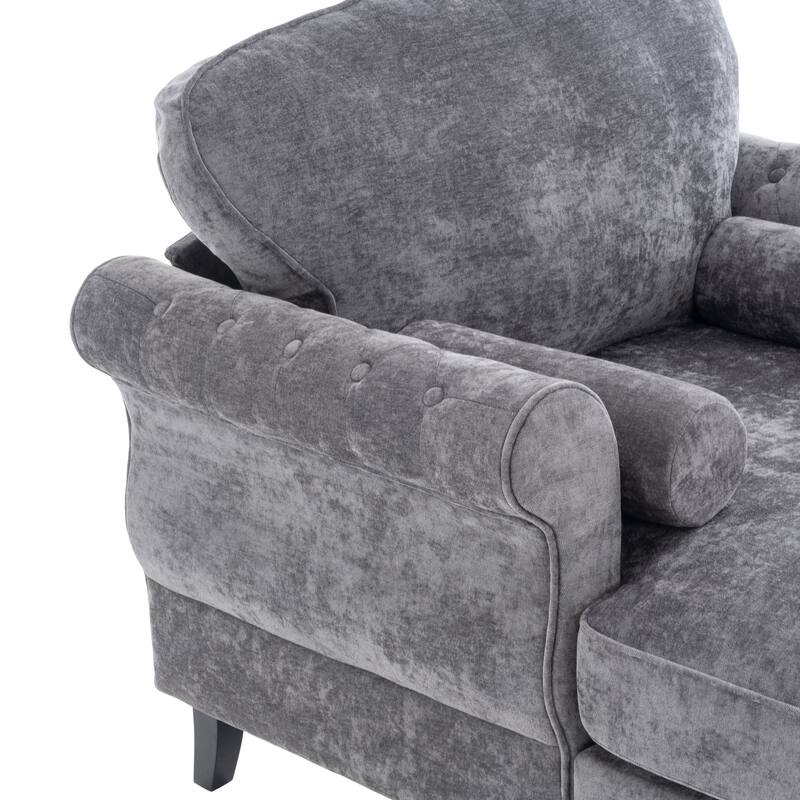 Anmytek Oversized Chenille Chaise Lounge Sofa Bed - Wide Seat Lazy Sleeper Reading Armchair