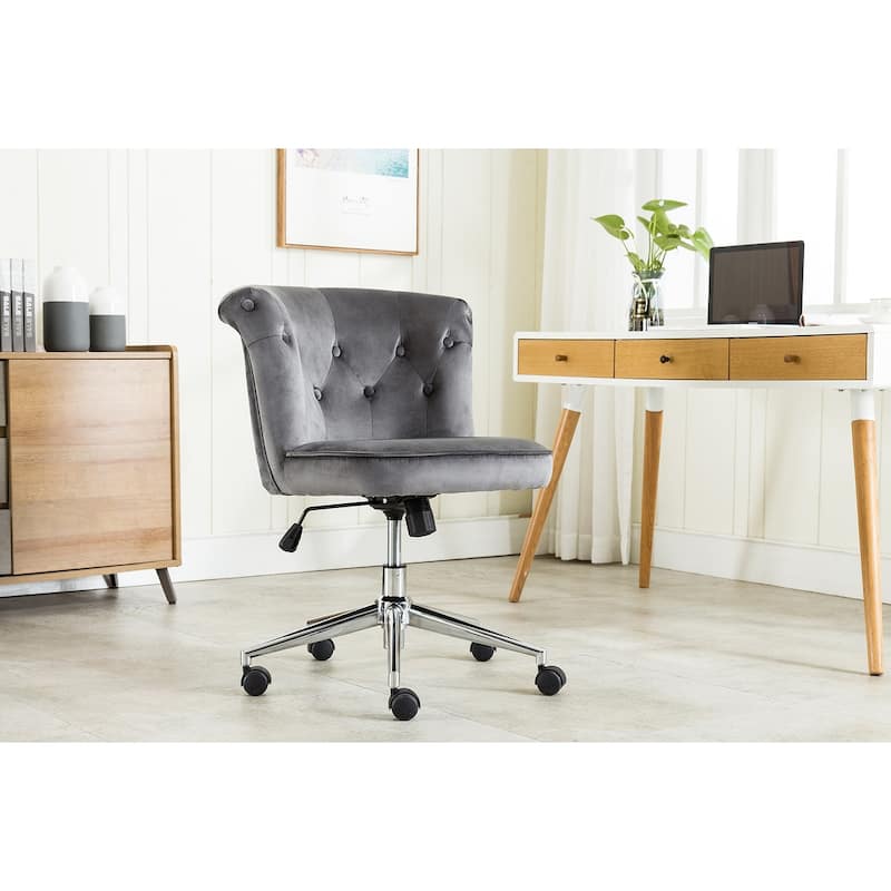 Porthos Home Quoba Tufted Velvet Office Chair, Castors and Footers Both Included