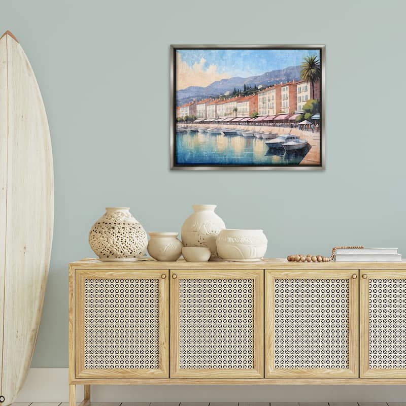Stupell Quaint Seaside Marina Framed Floater Canvas Wall Art Design By Kim Allen