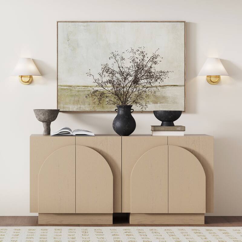 Shoal Modern Wall Light Fixture with Linen or Rattan Shade and Vintaged Brass Metal Base