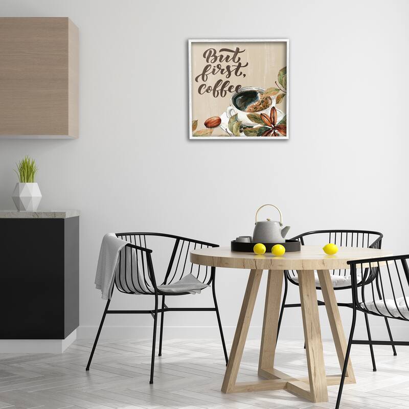 Stupell Rustic But First Coffee Framed Giclee Art Design By Kim Allen