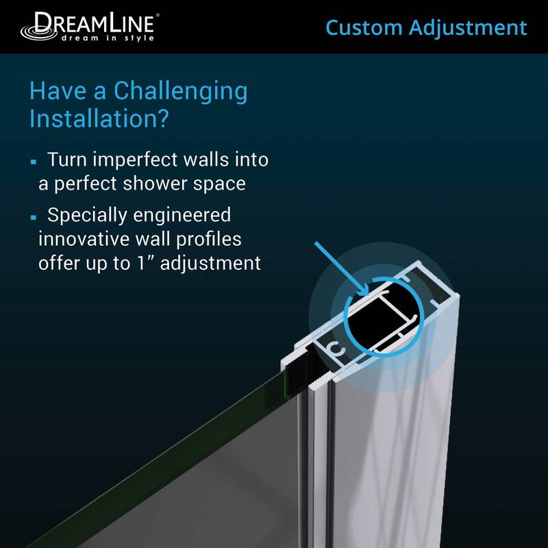 DreamLine Unidoor 57-58 in. W x 72 in. H Frameless Hinged Shower Door with Shelves - 57" - 58" W