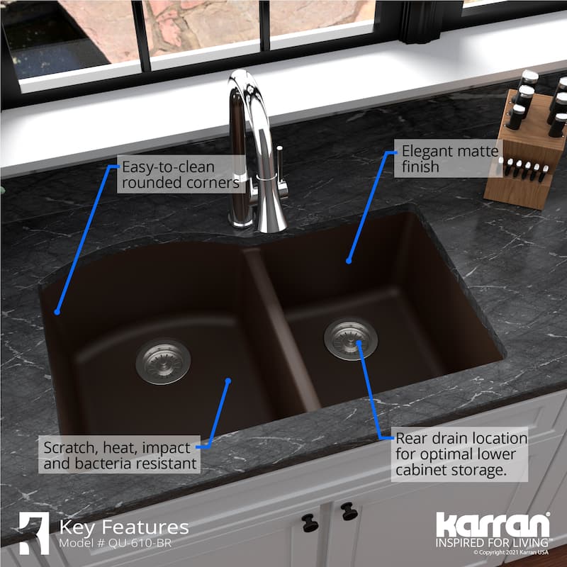 Karran Undermount Quartz Double Bowl Kitchen Sink