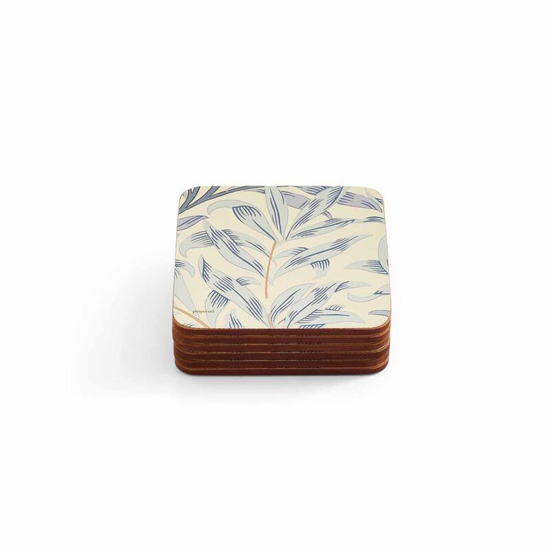Pimpernel Set of 6 Morris and Co Willow Bough Blue Coasters - 4 Inches Sq.