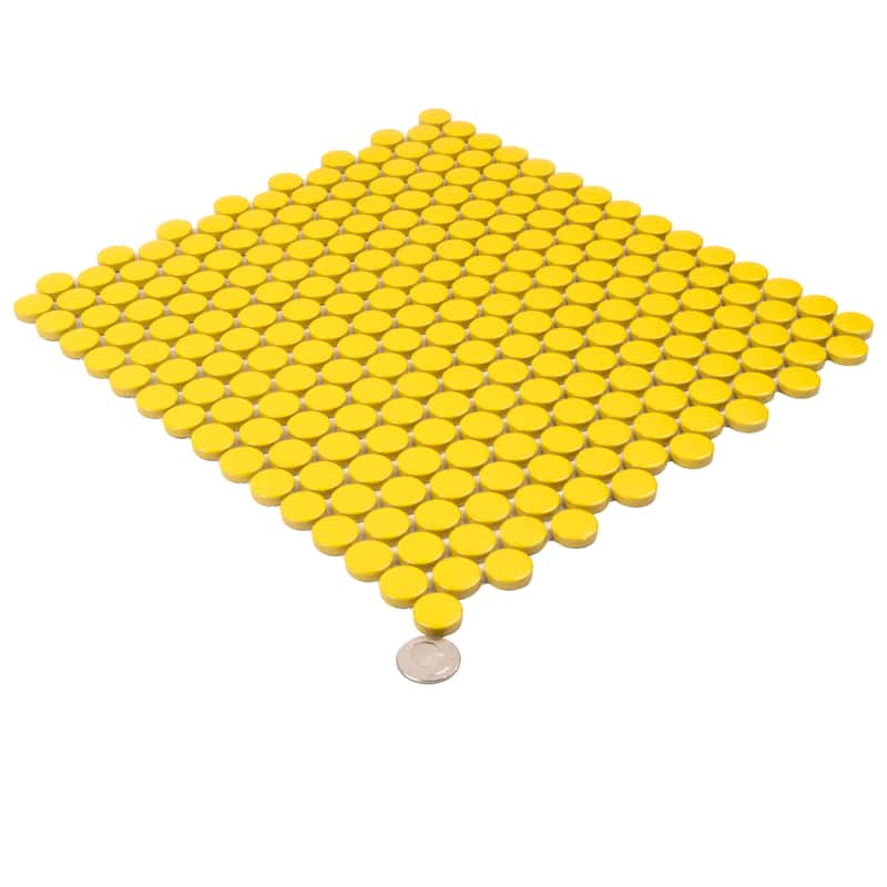 Apollo tile 12" x 12" Cirkel Glossy Yellow Porcelain Tile (9.87 sq ft/case) - 10 Pack
