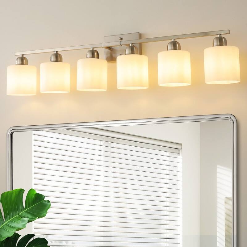 Modern Bathroom Vanity Light With Frosted Milk Glass Shades