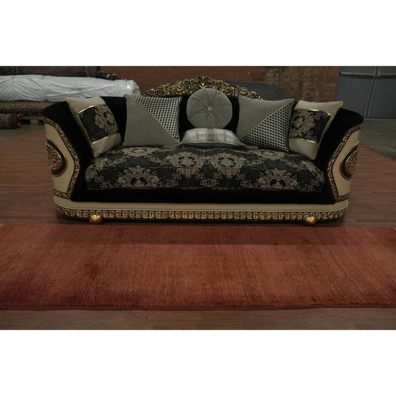 Hand Knotted Oriental 100% Wool Carpet Modern Contemporary Oranges & Rust Gabbeh Runner Rug - 9' 11'' X 2' 11''