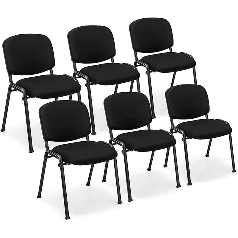 Meeting Room Conference Chair Set w/ Metal Frame & Upholstered Back - 6 PCS