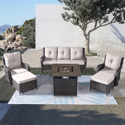 Pocassy Outdoor Sofa Swivel Rocking Chairs with 50,000 BTU