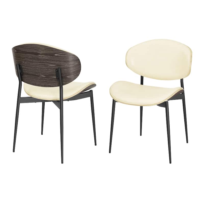 HomeRoots Set of Two Green and Black Upholstered Faux Leather Curved Back Dining Side Chairs