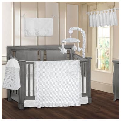 BabyFad Minky Ultra White 9 Piece Baby Crib Bedding Set